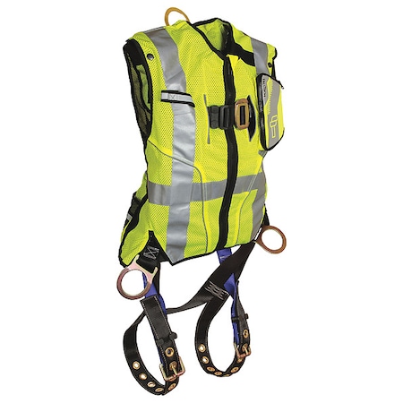 Full Body Harness, Vest Style, S/M, Polyester, Lime