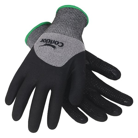Nitrile Coated Gloves, 3/4 Dip Coverage, Black/Gray, L, PR