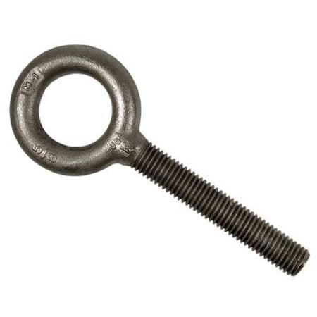 Machinery Eye Bolt Without Shoulder, 1-8, 2-1/2 In Shank, 1-13/16 In ID, Steel, Galvanized
