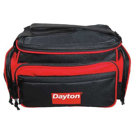 Tool Bag, Cotton Canvas, 5 Pockets, Black/Red, 7 Height