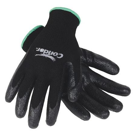 Nitrile Coated Gloves, Palm Coverage, Black, 2XL, PR