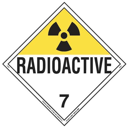 Placard,10-3/4in H,Radioactive,PK10