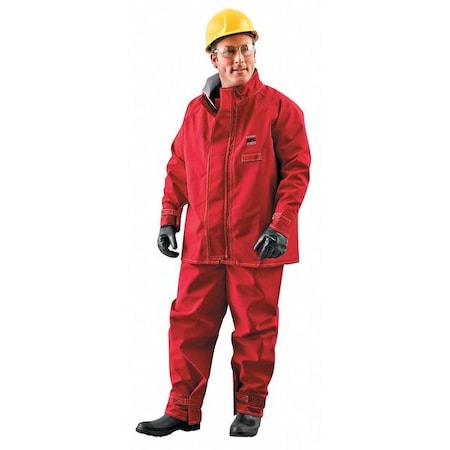 Chemical Resistant Jacket , 4Xl , Red , Polyester , Double Front Flap