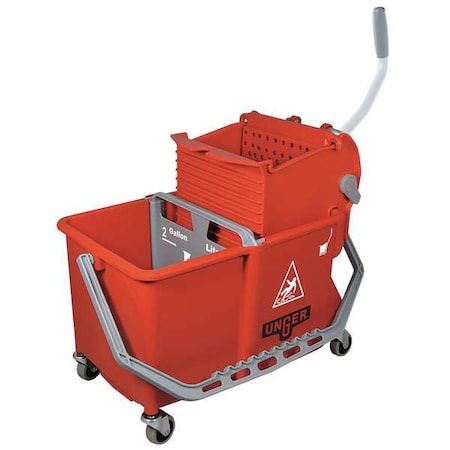 4 Gal CLEANERx Dual Bucket Side Press Mop Bucket And Wringer, Red, Polypropylene