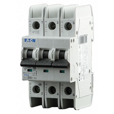 IEC Miniature Circuit Breaker, 25 A, 277/480V AC, 3 Pole, DIN Rail Mounting Style, FAZ-NA Series