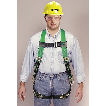 Full Body Harness, Vest Style, 2XL, Polyester, Green