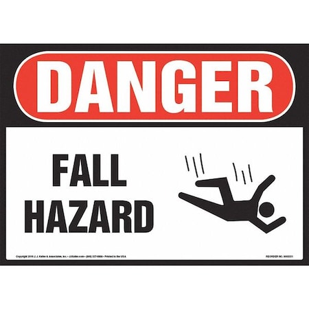Danger,Fall Hazard,14 X 10,Plastic