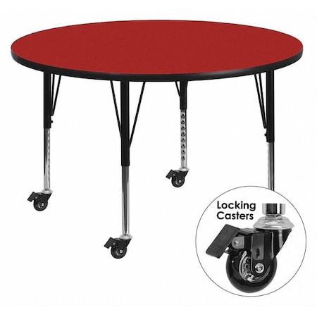 Round Activity Table, 48 X 48 X 25.37, Laminate Top, Red