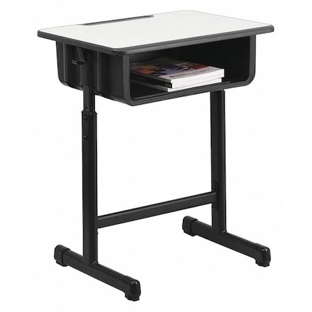 Student Desk, 17-3/4 D, 23.5 W, 28-1/4 To 31-1/2 H, Grey, Steel, Table Top: Laminate