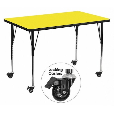 Rectangle Table,Rctngl,Yl,Hgh Pressure Top,36x72, 36 X 72 X 30.5, Laminate Top, Yellow