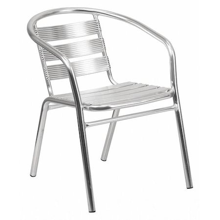 Aluminum Restaurant Stack Chair, 22 W 24 L 29 H, Integrated, Aluminum, Metal, Plastic Seat