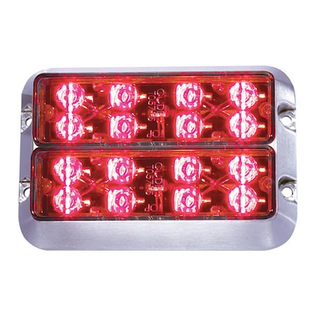 Stacked LED X, Alum Bezel, Red/Red
