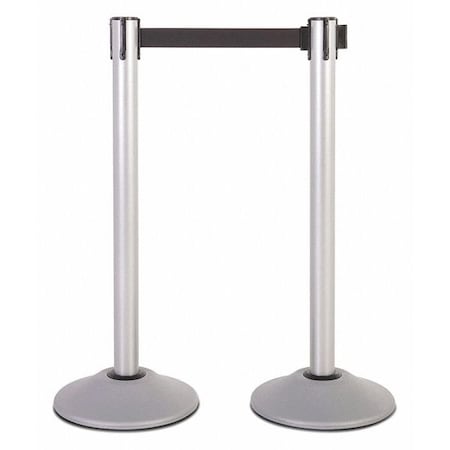 Steel Stanchion,Silver,13ft,Blk Belt,PR