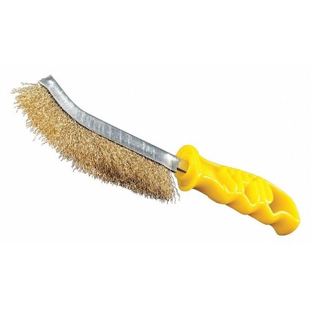 9-5/8 SPID Brush, Brass Coated Steel, Shank Handle, Handle Color: Yellow