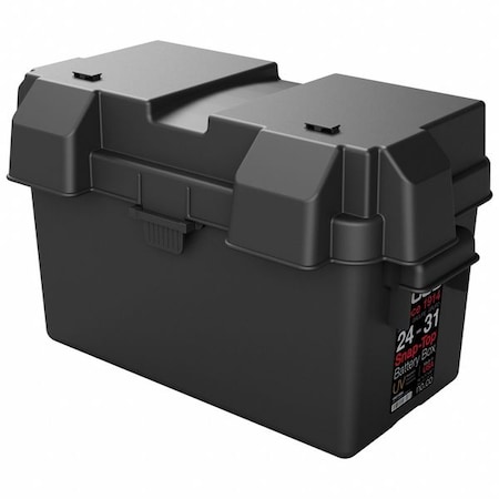 Battery Box,Snap Closure,Black,Plastic