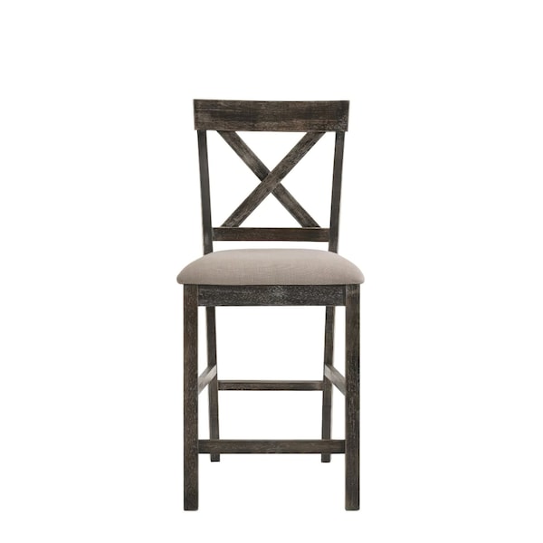 Counter Height Chair In Tan Linen And Weathered Gray, 2PK