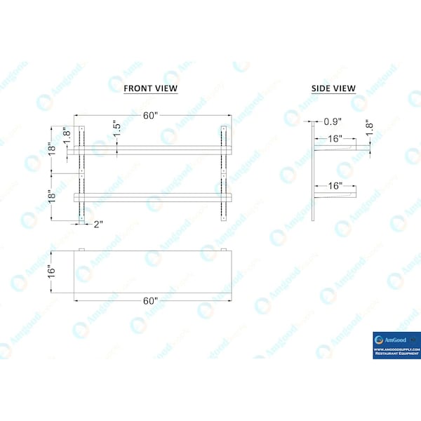 16 In. X 60 In. Two-Tier Metal Wall Mount Shelf