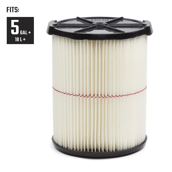 2pk General Purpose Wet/Dry Vac Replacement Filter For 5-20 Gal. Shop Vacuums, 2PK