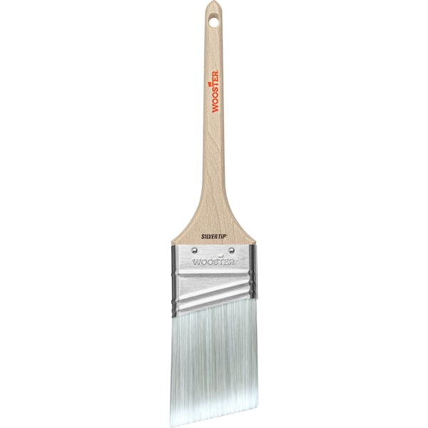 2 Angle Sash Paint Brush, Silver CT Polyester Bristle, Wood Handle