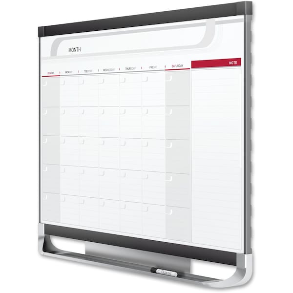 24x36 Magnetic Melamine Calendar Planning Board, White/Tan/Red