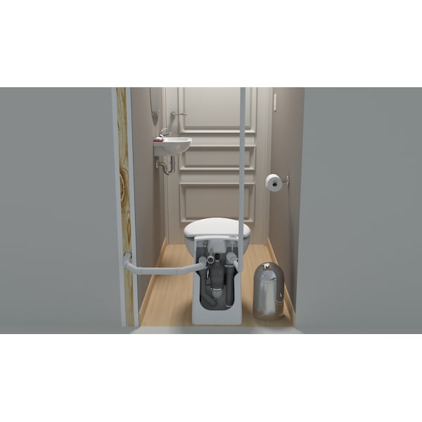 Sanicompact 48 Macerating Toilet,White, 0.8 Gpf, Floor Mount, Round, White