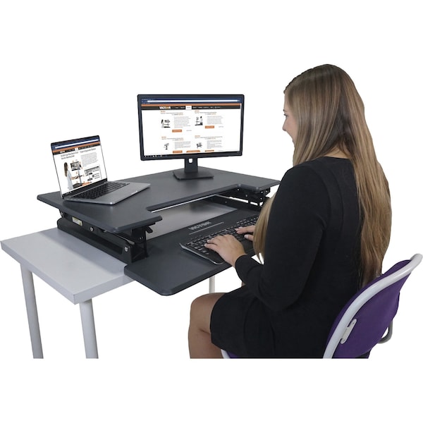 Height Adjustable Standing Desk With Keyboard Tray Standing Desk Converter, 23 In D X 36 In W X