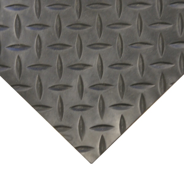 Diamond-Plate Rubber Flooring Rolls - 3 Mm X 4 Ft X 6 Ft Rolls - Black