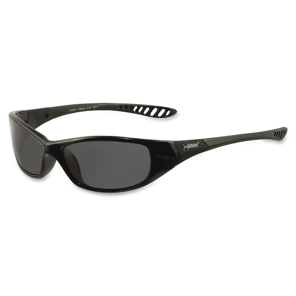 V40 Hellraiser Safety Glasses, Scratch-Resistant, Polycarbonate, Black Full-Frame, Smoke Lens