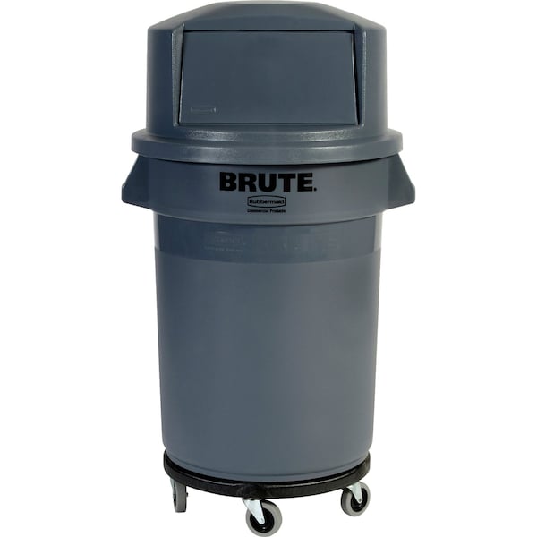 32 Gal Dome With Push Door Trash Can Lid, 22 3/4 In W/Dia, Gray, Resin, 1 Openings