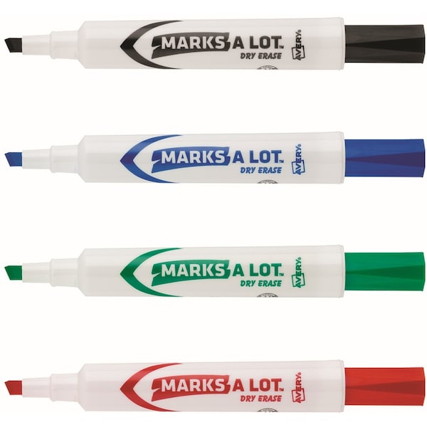 Desk-Style Dry Erase Markers,Chisel Tip,Assorted Colors