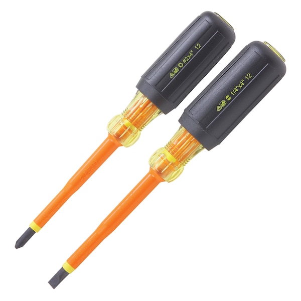 Insulated Screwdriver Set,Slotted/Phillips,2 Pcs