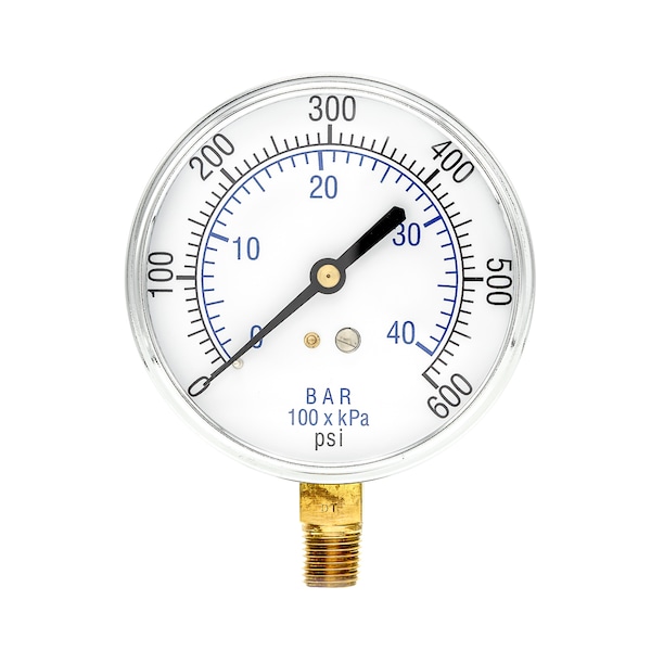 Air Gauge,3-1/2,0-600 Psi,1/4 Mount