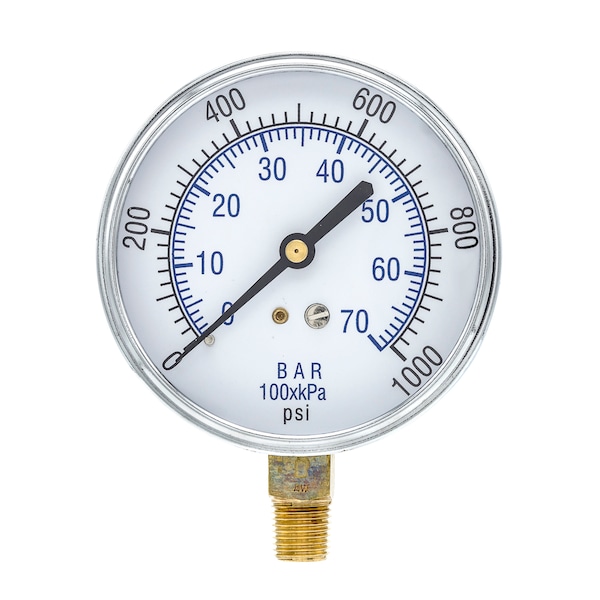 Air Gauge,3-1/2,0-1000 Psi,1/4 Mount