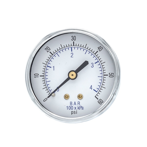 Air Gauge,2-1/2,0/60psi,1/4Back Mnt