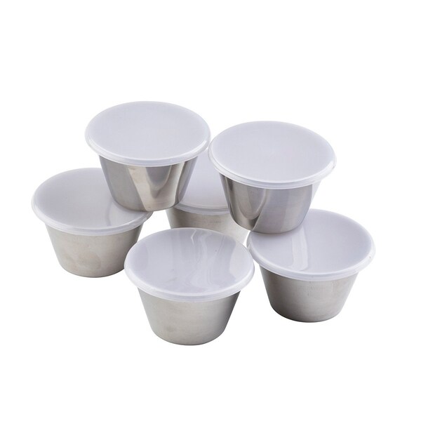 Round SS Ramekins,3 Oz,Clear Lids,PK6