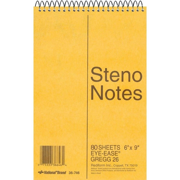 Steno Book,Gregg Rule,80 Sheet,Green