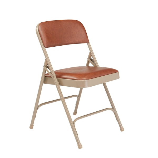 Folding Chair, Vinyl, Brown,PK4