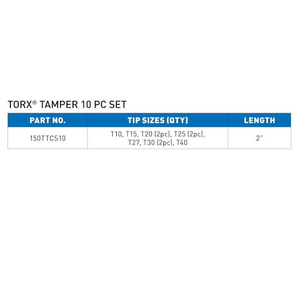 Torx Tamper Carabiner Set,10 Pc