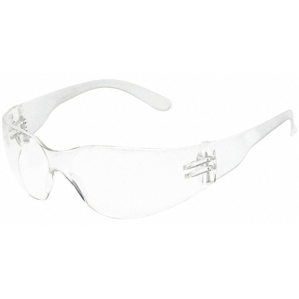 Safety Glasses, Condor V, Scratch-Resistant, Wraparound, Frameless, Clear Frame, Clear Lens