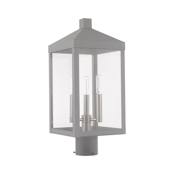 Nyack 3 Light Nordic Gray Outdoor Post Top Lantern