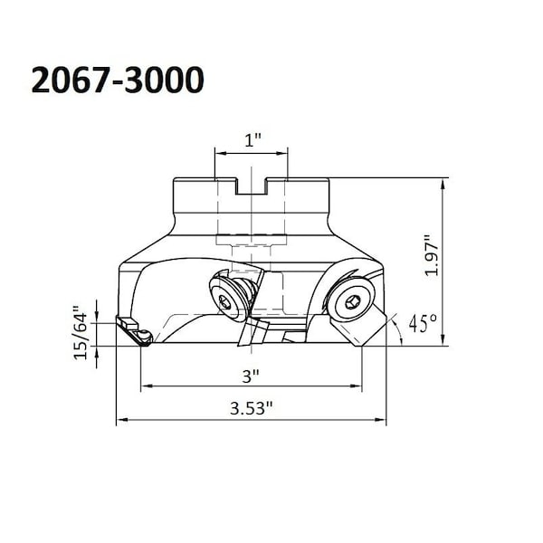 3 X 1 Bore 45 Degree SE42 Indexable Face Mill With 5 Teeth