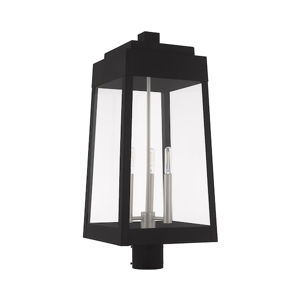 Oslo 3 Light Black Outdoor Post Top Lantern