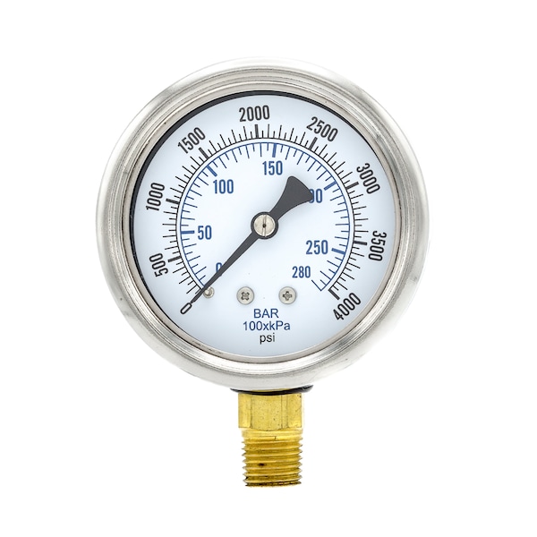 Gauge,2-1/2,0/4000psi,1/4LM,Rem Bez