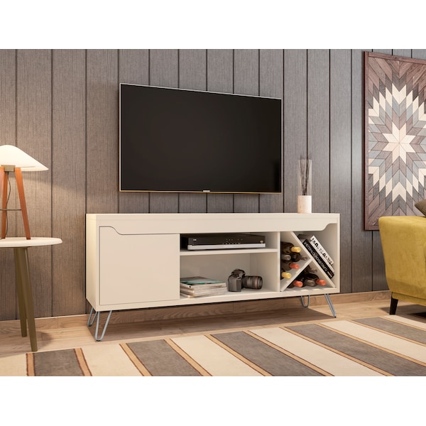 Baxter 53.54 TV Stand With Wine Rack In Off White