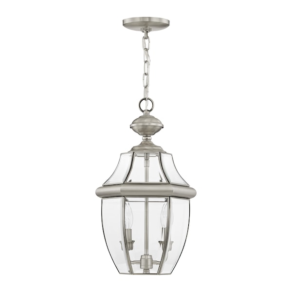 Monterey 2 Light Brushed Nickel Outdoor Pendant Lantern