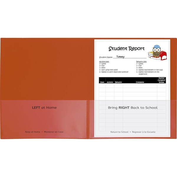 Classroom Connector Folders, Orange, PK25