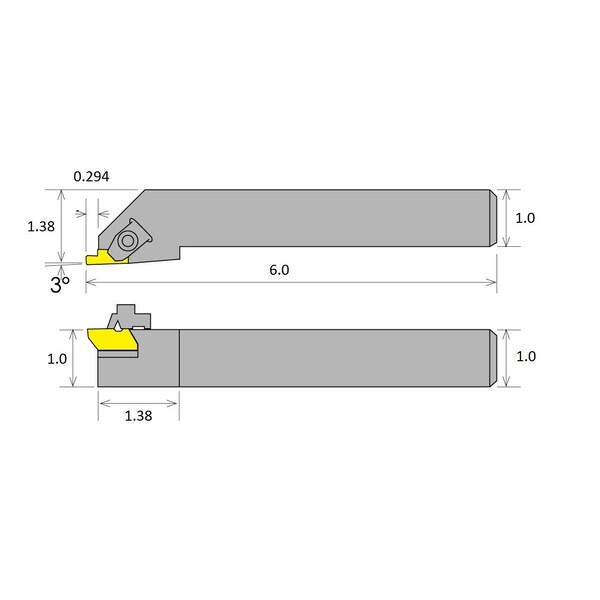 TNSR16-4D Notch Style External Threading & Grooving Tool Holder