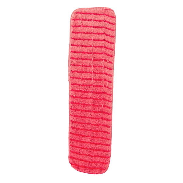 Flat Mop Pad, Hook-and-Loop Connection, Red, Microfiber, PK12