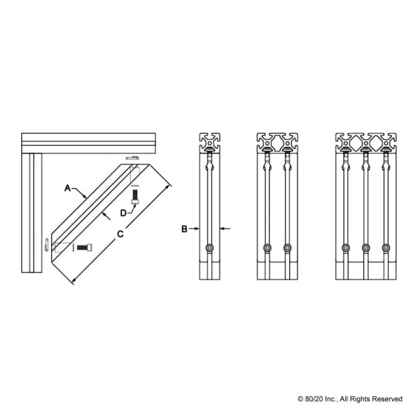 Support,45 Degree,1515-Ls X12 Blk Ano