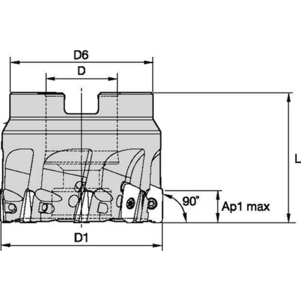 Indexable Face Mill, VSM11 Series, High Speed Steel, 11.32mm Depth Of Cut